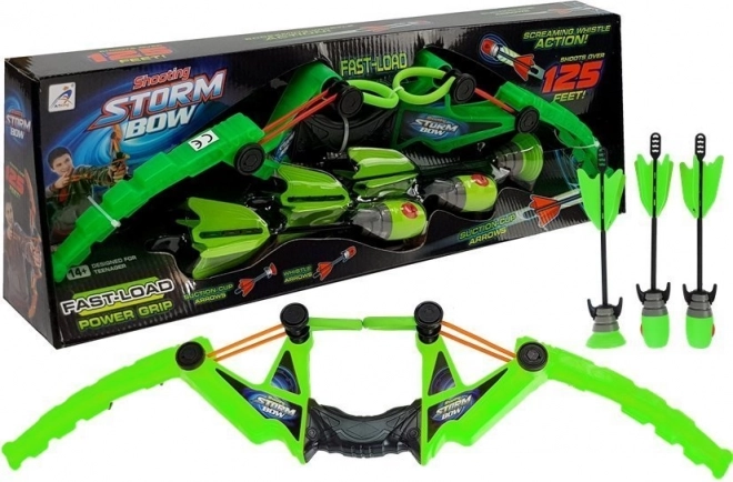 Dječji sportski luk s 3 strijele, zeleni 58 cm