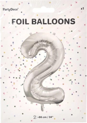 Folijski balon broj 2 srebrni 86 cm