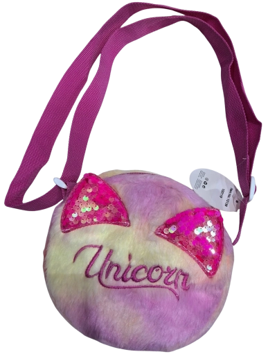 Okrugla dječja torbica Unicorn sa šljokičastim uškama