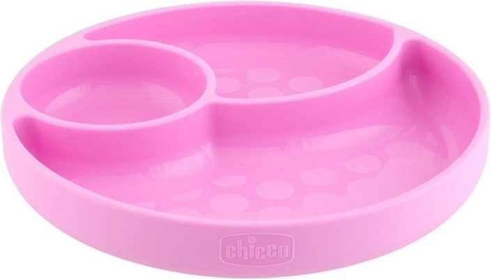 Chicco silicone plate with suction base, teal-blue, 12m+