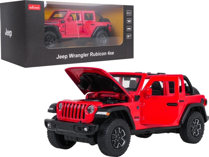 Metal Jeep Wrangler Rubicon Model 1:32 Red RASTAR