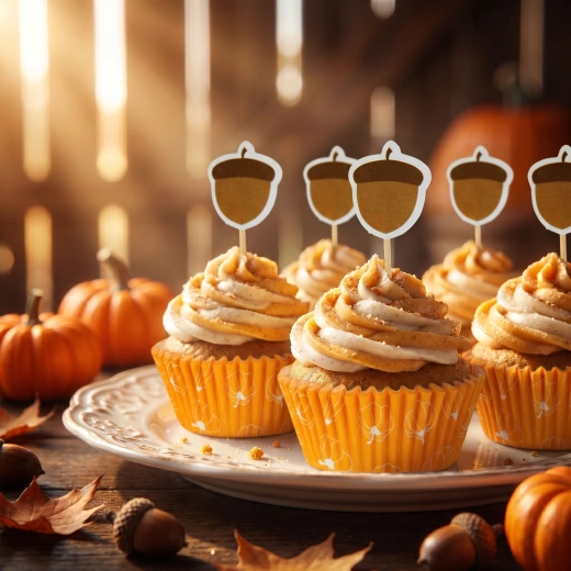 Set of paper muffin cups with decorative picks, 24 + 24 pcs