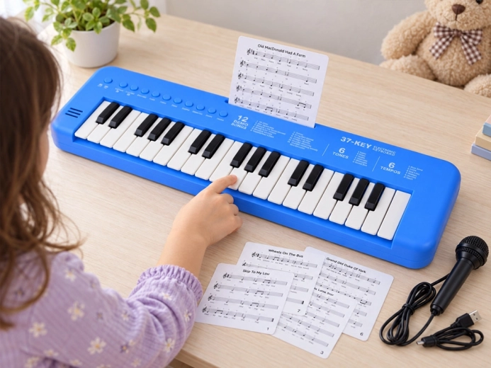 Microphone and music note cards included