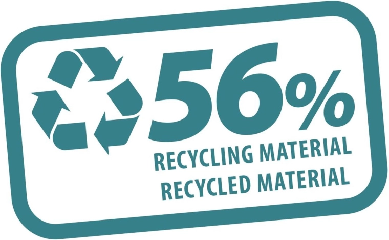 Sadrži 56 % recikliranog materijala