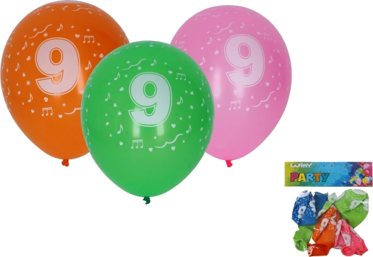 Nafukavajući baloni 30 cm s brojem 9, set 5 kom