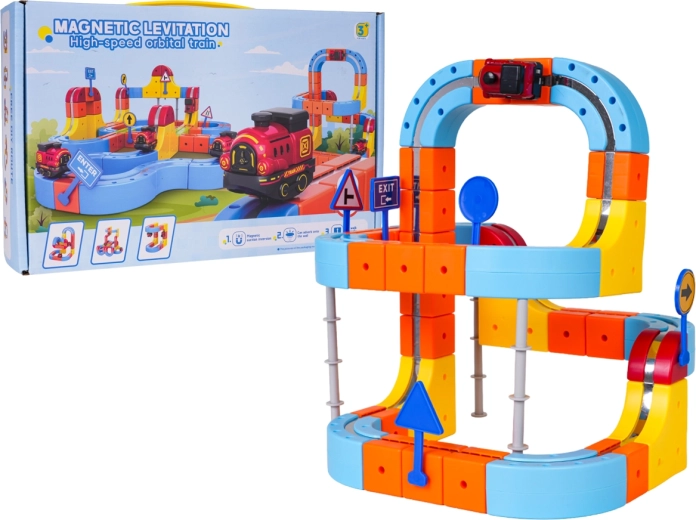 Colorful magnetic anti-gravity track with train – 105 pieces