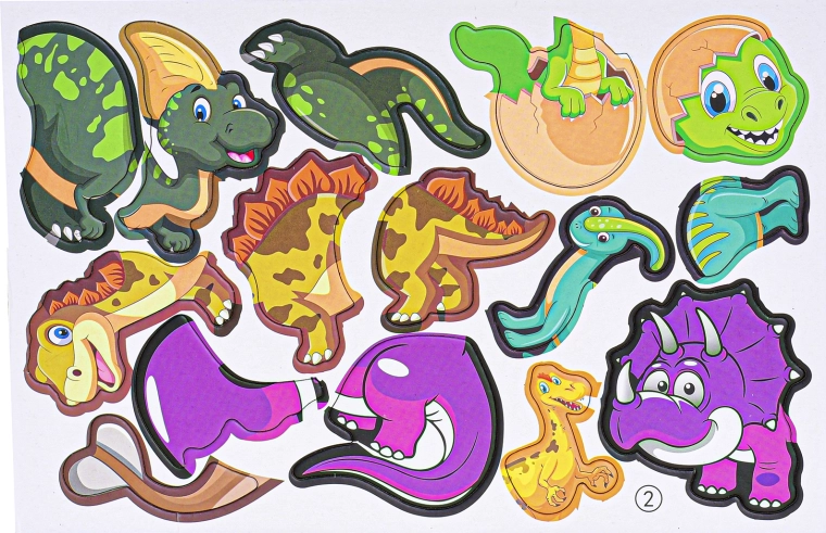 46 magnetic pieces for assembling dinosaurs