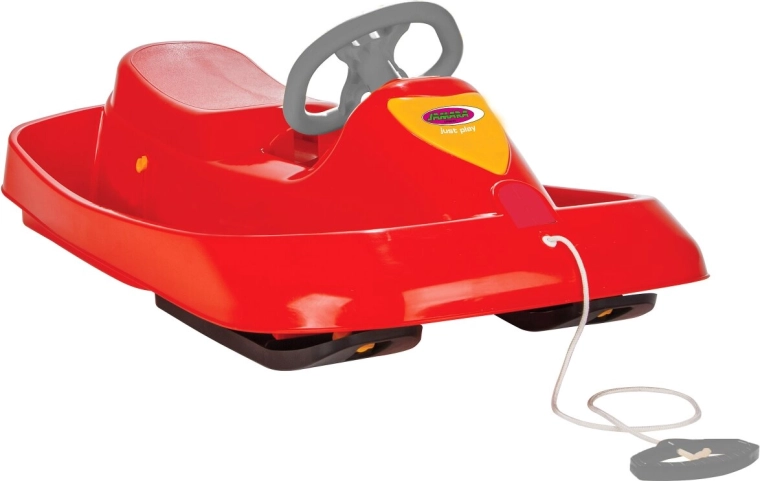 Children's Snow Play Ralley sled 100 cm, red, with steering wheel and brake