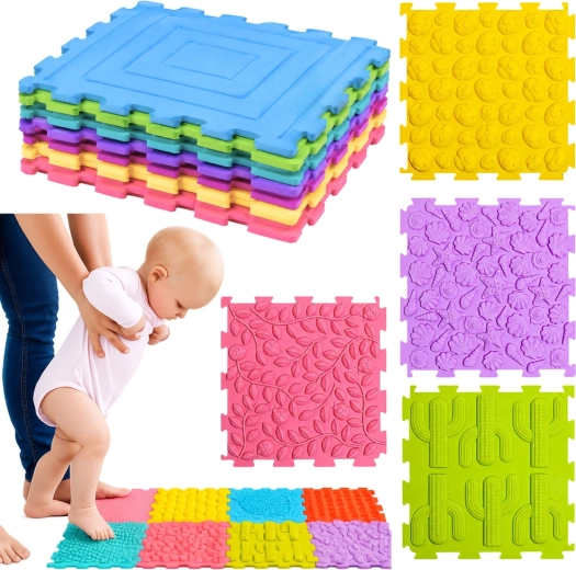 Senzoričke silikonske puzzle – masažna i senzorička podloga 12 kom (25 × 25 cm)