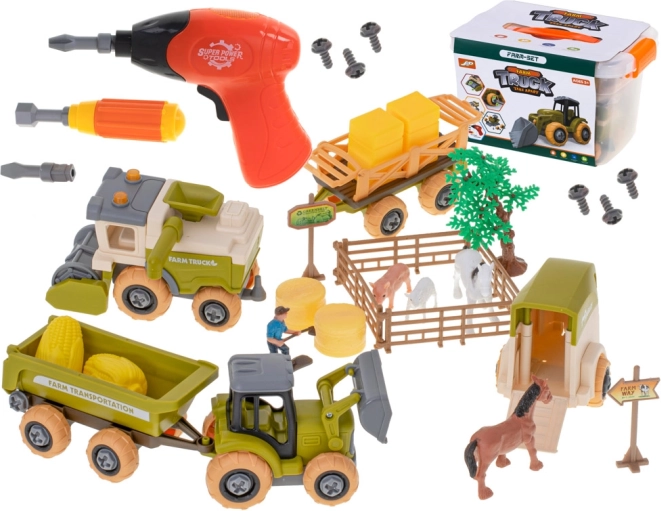 Farma za djecu – rastavljivi traktor, kombajn i životinje s aku bušilicom
