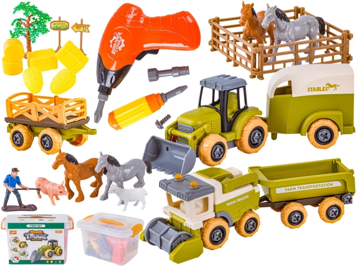 Sklopiva mini farma – traktor i kombajn s odvijačem/bušilicom i životinjicama