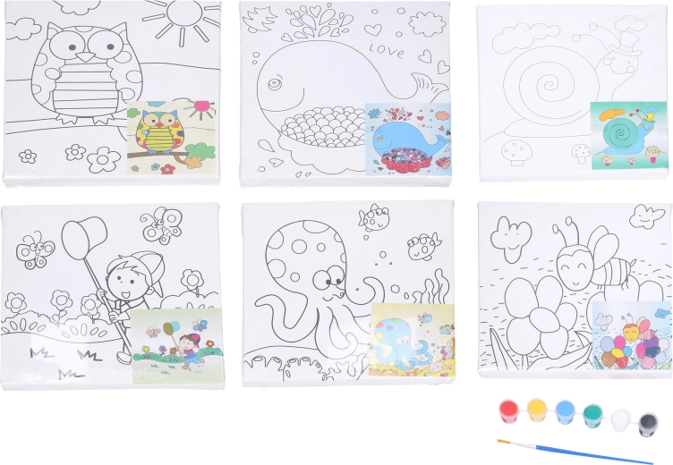 Dječji slikarski set na platnu 20×20 cm s predloškom, bojama i kistom