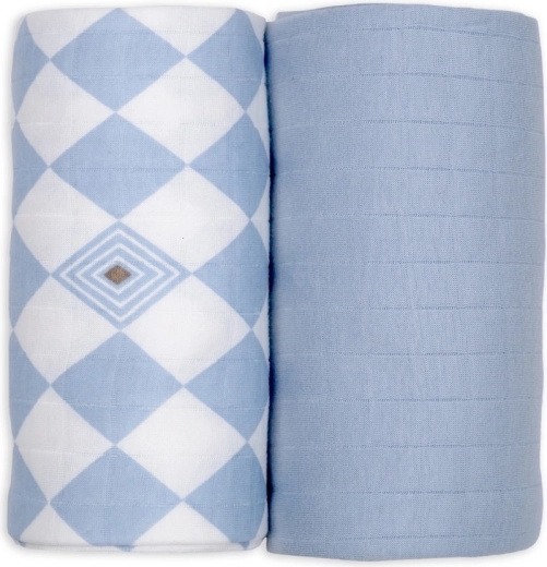 Lodger swaddler od organskog pamuka 110 × 110 cm, blue fogg - 2 komada