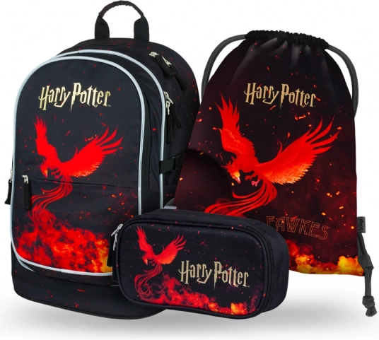 baagl školski set 3 kom harry potter feniks – ruksak, pernica i vrećica