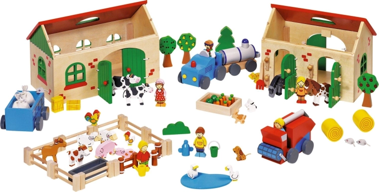 Wooden farm My Farm – play set with 71 pieces
