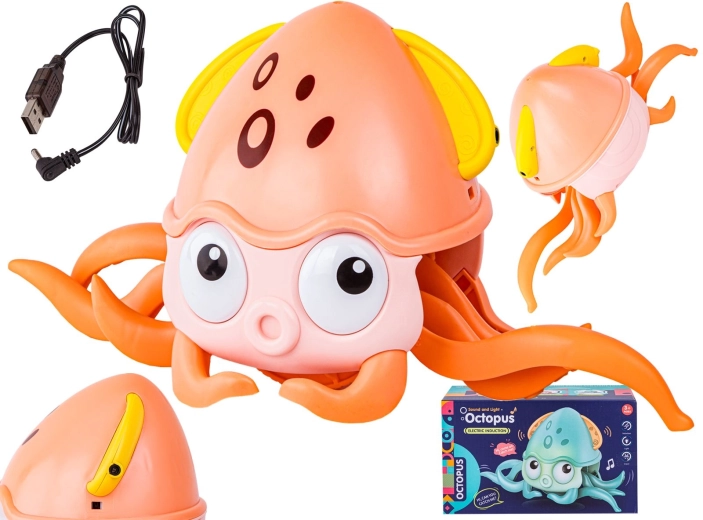 Interactive escaping octopus – lights up and plays melodies, orange