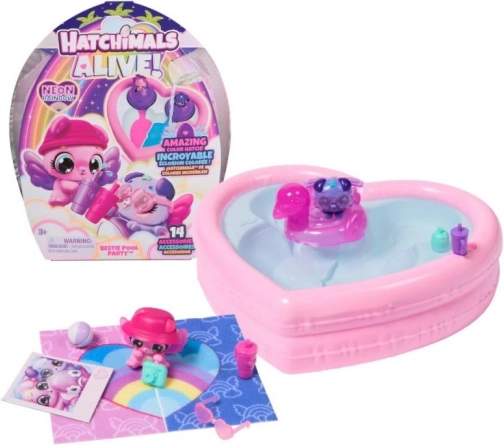 Hatchimals neonska dugina zabava uz bazen životinjica – srcoliki bazenčić i 2 jaja