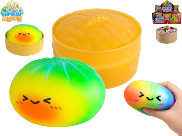 Squishy Dumpling dugini antistresni knedlić u košarici 8,5 cm (12 kom)