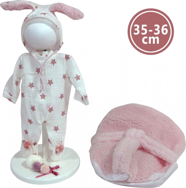 Odjeća za lutku New Born 35–36 cm sa zečjim motivima i mekanom podlogom