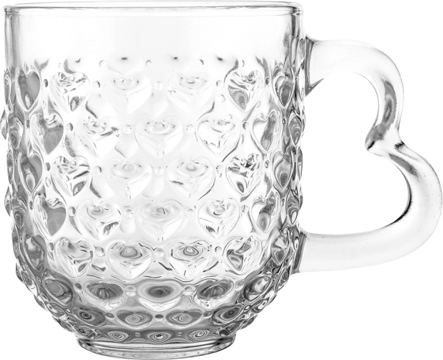 Altom Design staklena šalica s reljefnim dekorom srca 310 ml