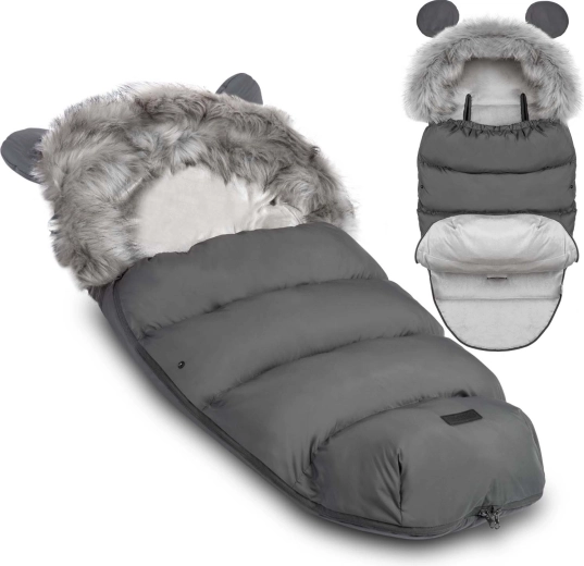 Baby footmuff for stroller and sled Ricokids Elmi – Dark grey