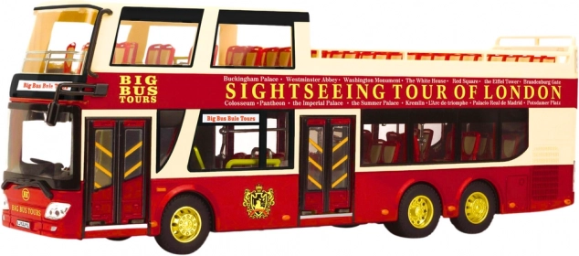 Metalni dvokatni turistički autobus 1:42 crveni
