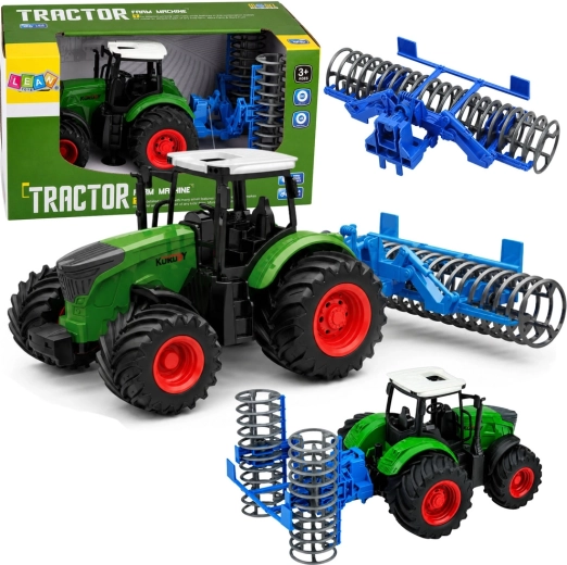 Poljoprivredni traktor s priključnim valjkom za tlo 1:24 zeleni