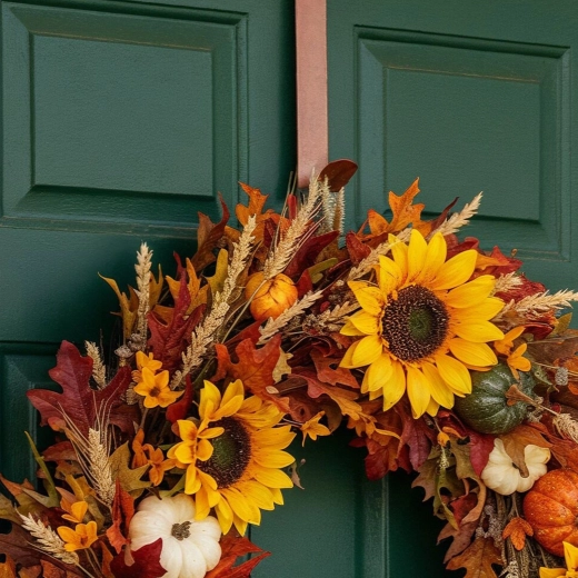 Metal door wreath hanger, matte brown, 30 cm