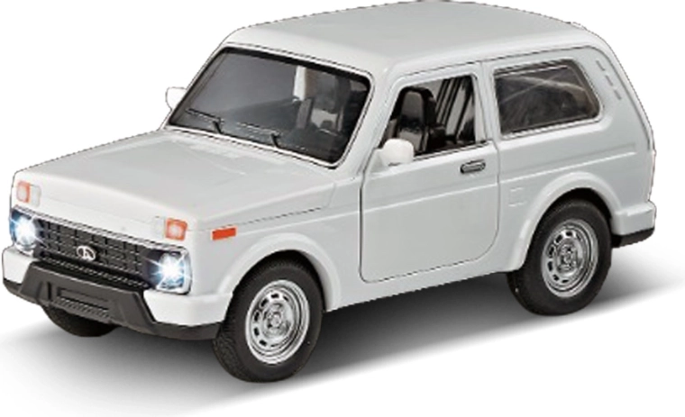 White pull-back car with light and sound