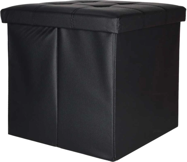 Foldable storage ottoman in eco-leather 38 × 38 × 36 cm, black
