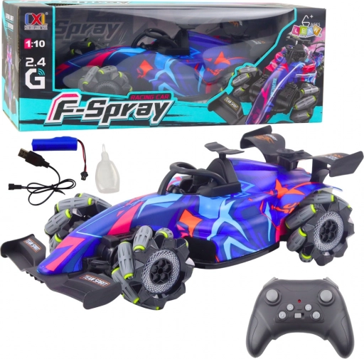RC trkaći auto 1:10 s efektom pare, svjetlima i upravljanjem 2,4 GHz – plavi