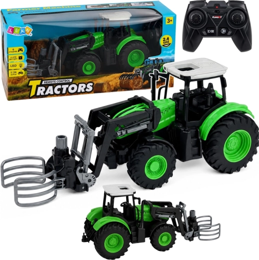 RC traktor na daljinsko upravljanje s hvataljkom za bale 1:24 zeleno-crni