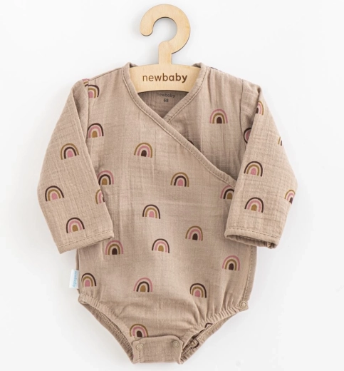 New Baby Rainbow Muslin Wrap Bodysuit with Side Ties, Size 86 (12–18 months)