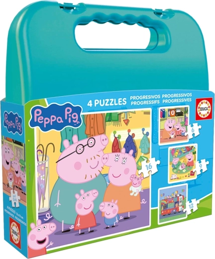 Slagalica u kovčežiću PRAŠČIĆ PEPPA 4u1 (6–16 dijelova)