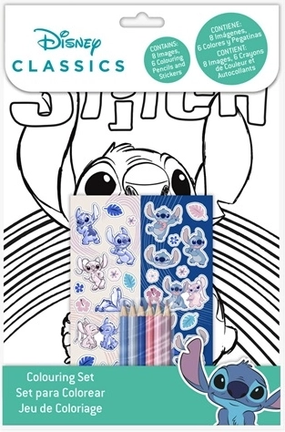 Stitch set za bojanje s bojicama i naljepnicama