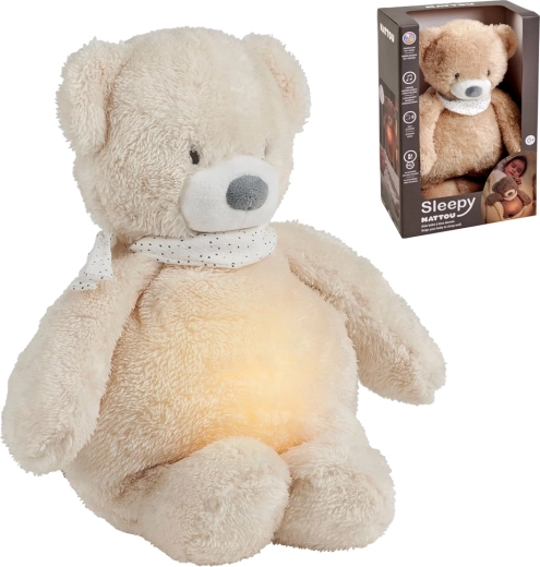 Nattou plišani glazbeni uspavljivač sa svjetlom i senzorom plača Sleepy Bear bež