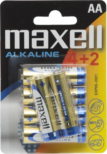 Alkaline AA LR6 1.5 V batteries, 6 pieces