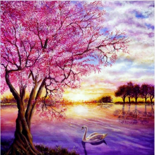 Diamond painting mosaic – sunset over the lake 30 × 30 cm