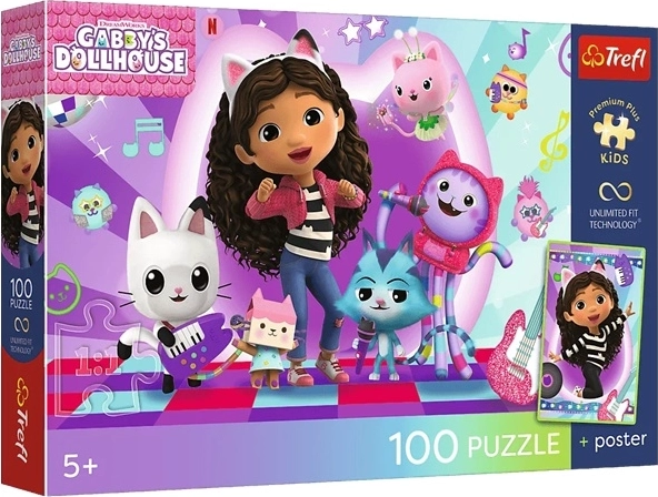 Premium kids' puzzle Gabby's Dollhouse: Colorful cat world, 100 pieces
