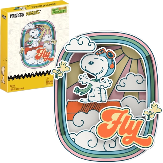puremind magnetski drveni model snoopy peanuts fly – 3d diy dekoracija