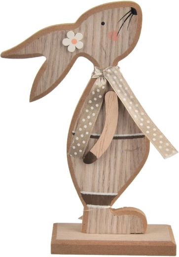 Drvena dekoracija zeko Kiss sivo-smeđi 16 cm