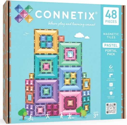 Connetix Pastel Portal Pack – kreativne magnetske građevne kocke, 48 dijelova