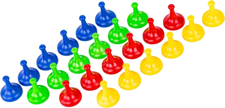 Colored pawns for 2–4 players