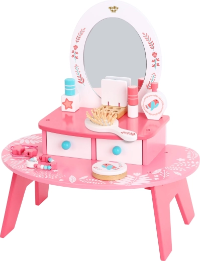 Drveni ružičasti toaletni stolić sa zrcalom TOOKY TOY