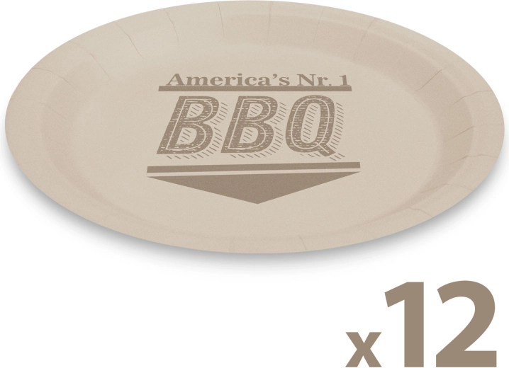 BBQ Paper Plates 23 cm, 12 pcs