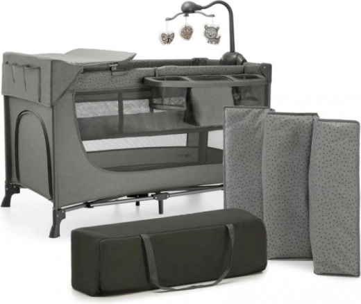 Putni sklopivi krevetić JOY 2 DARK GREY + pribor