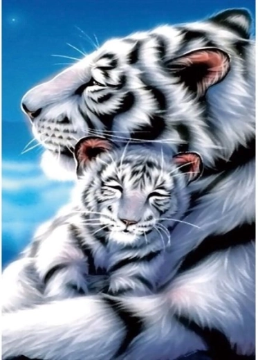 Diamond mosaic (diamond painting) white tigers 30 × 40 cm - 1 piece
