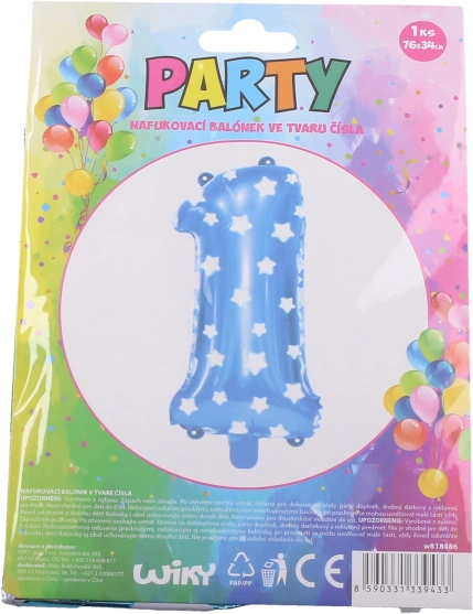 Balon broj 1 plavi sa zvjezdicama