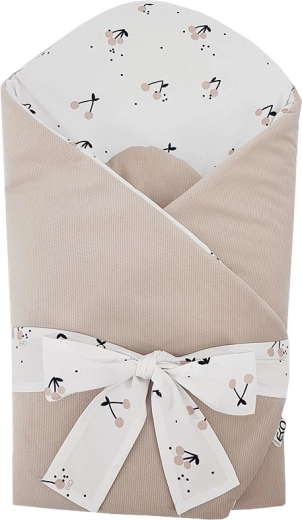 EKO cotton baby swaddle wrap with velvet and coconut insert Cherry 75 × 75 cm