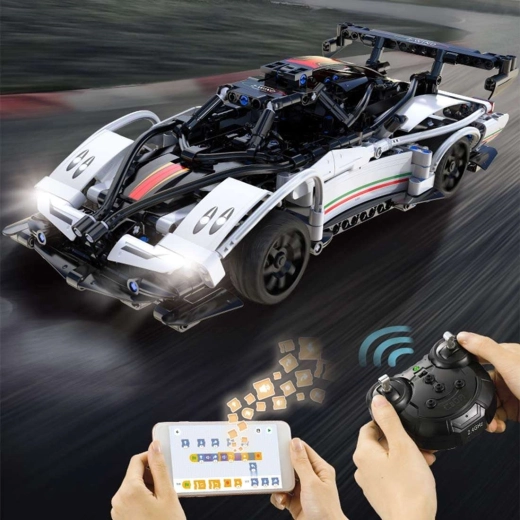 Konstruktorski set CaDA RC trkaći auto Z-Wind, bijeli, 457 dijelova, Dual Mode